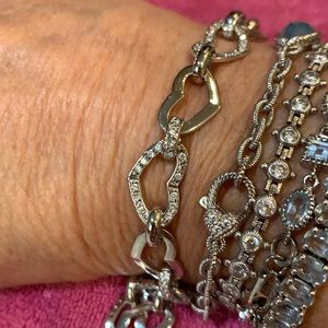 Sterling Silver CZ Heart Bracelet like new
